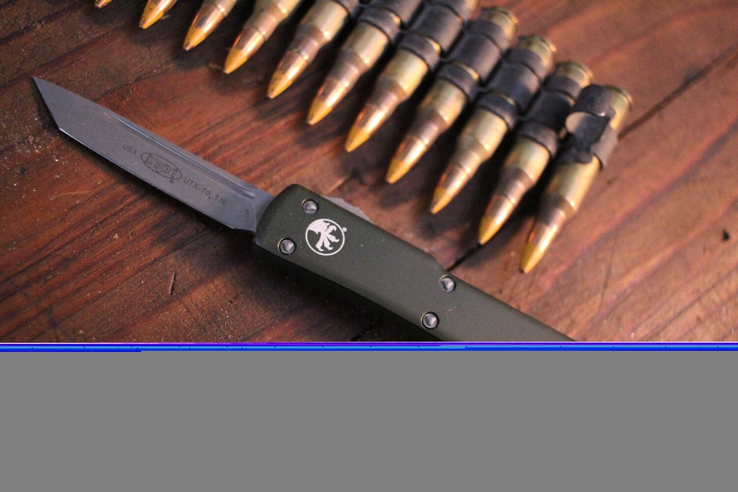 Microtech UTX-70 Tanto Edge 2.41&quot; OTF Automatic Knife, Stone Wash / OD Green