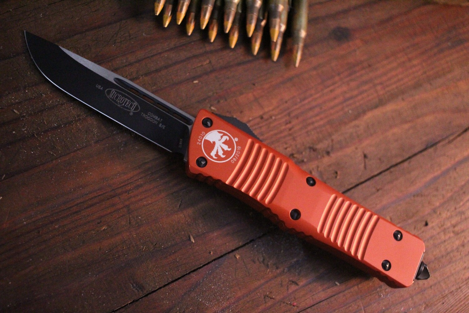 Microtech Combat Troodon S/E 3.8&quot; OTF Automatic Knife / Orange / Black ( Pre Owned )