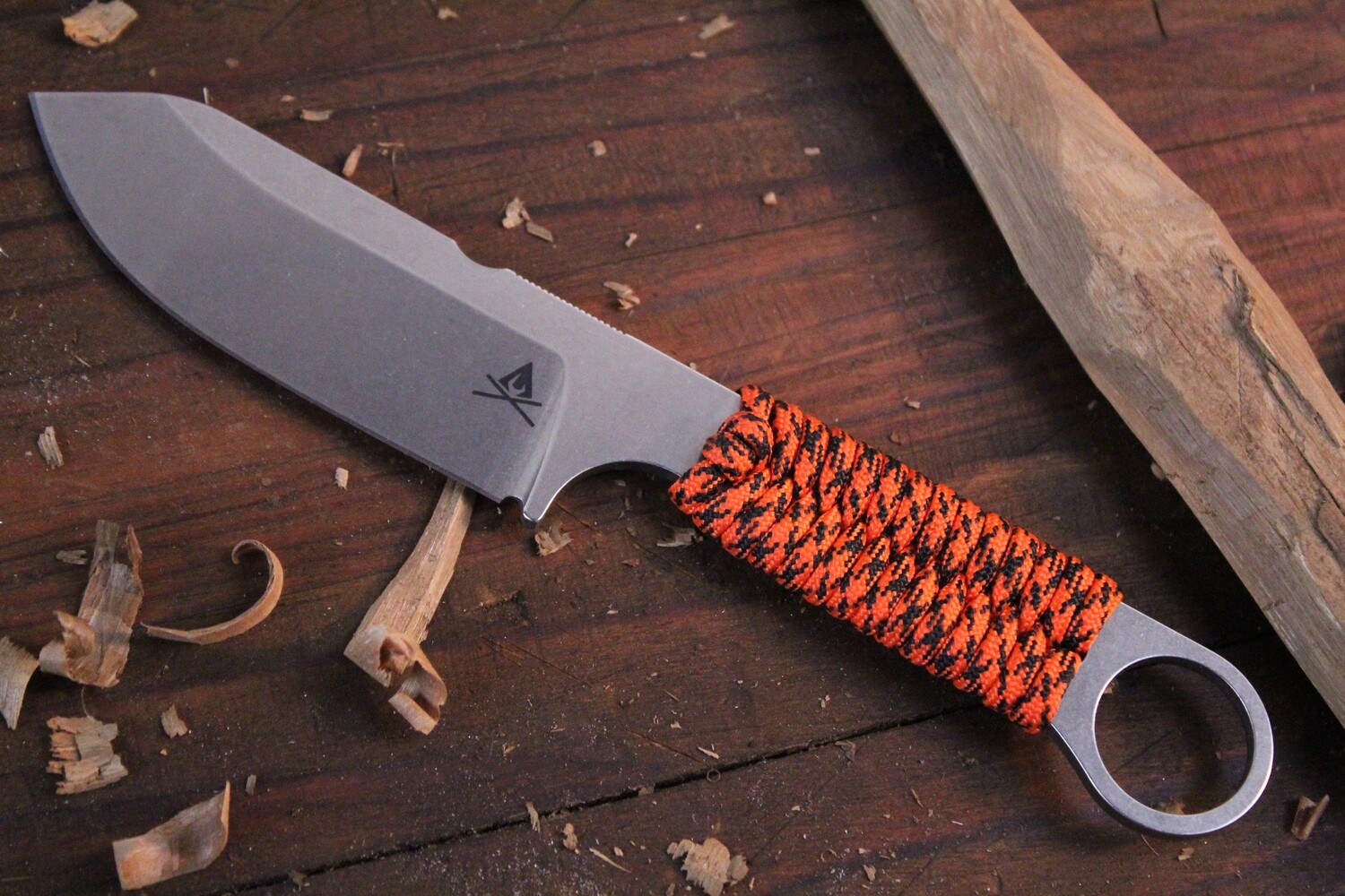 White River Knives Firecraft FC3.5 Pro 3.5&quot; Fixed Blade Knife, Orange Paracord / Stonewashed S35VN