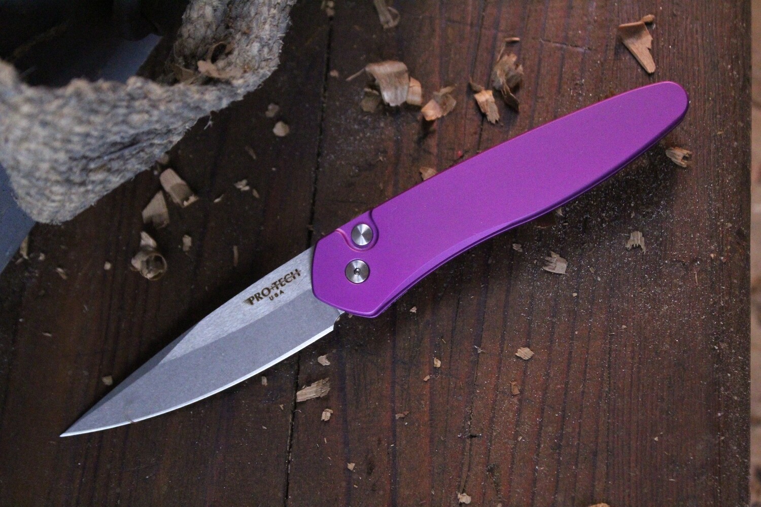 Pro-Tech Newport 3&quot; Automatic Knife / Purple Aluminum / Satin