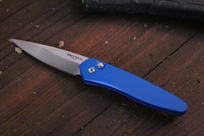 Pro-Tech Newport 3" Automatic Knife / Blue Aluminum / Satin