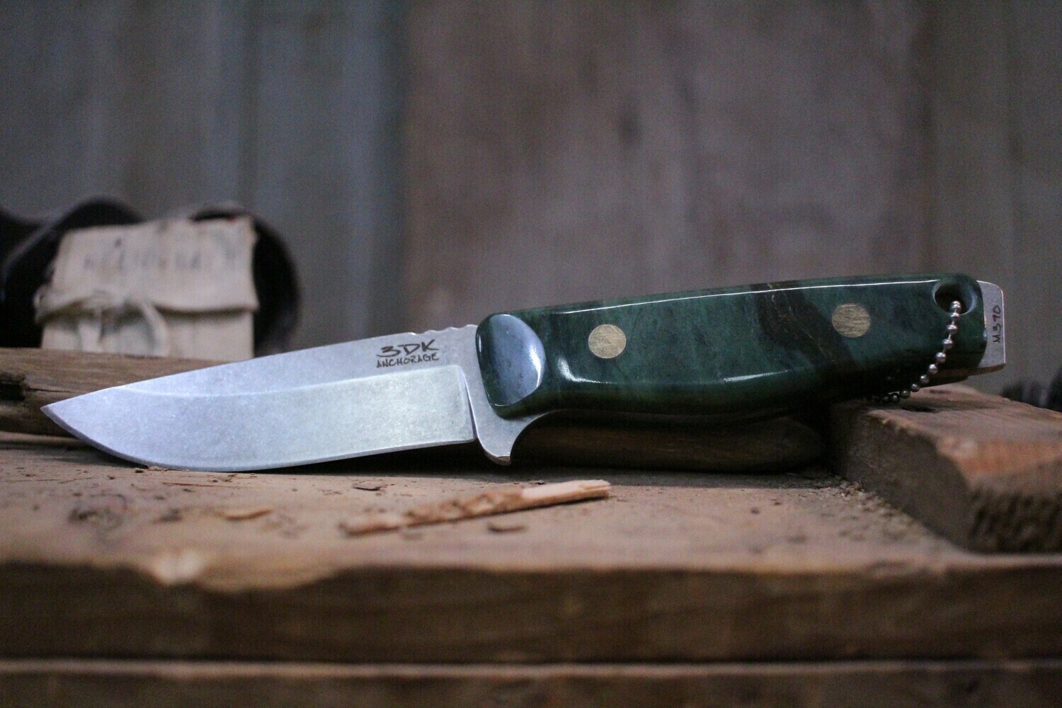 3DK MAK 4&quot; Fixed Drop Point, N690 Blade / Jade Handle