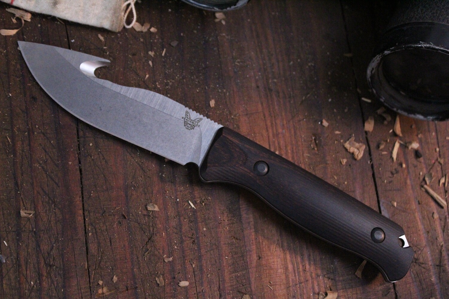 Benchmade Hunt Saddle Mountain Skinner 4.2&quot; Fixed Blade Knife / Dimond Wood / S30V / Gut Hook