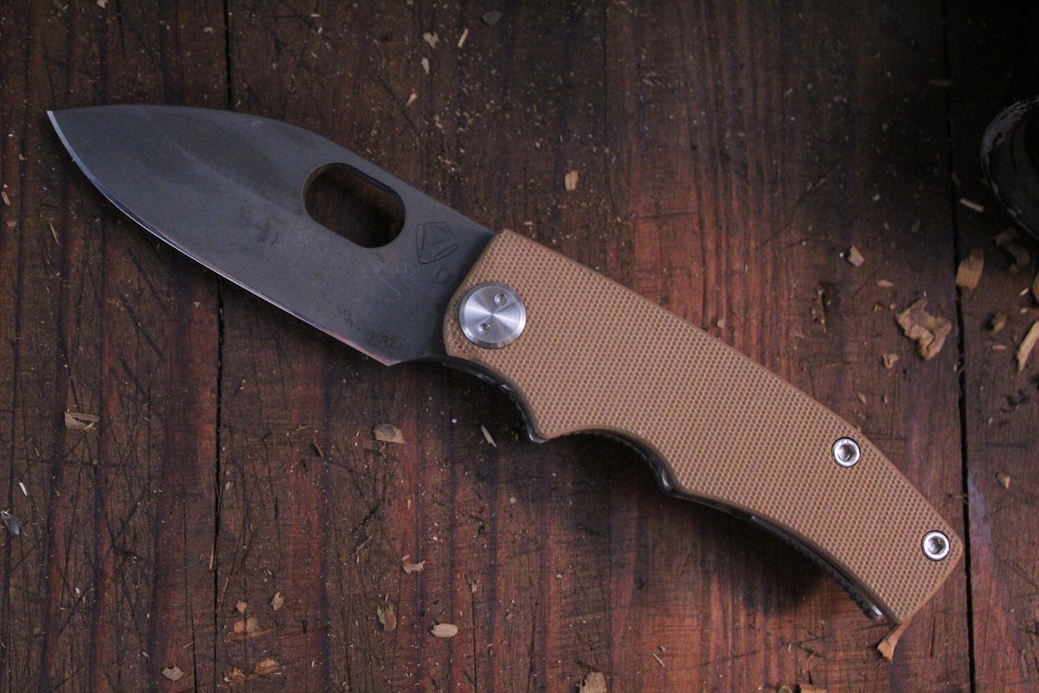 Medford Knife and Tool (MKT) 187RMP 3.25&quot; Frame Lock Knife, Tan G10 / Gray PVD D2 ( Pre Owned )