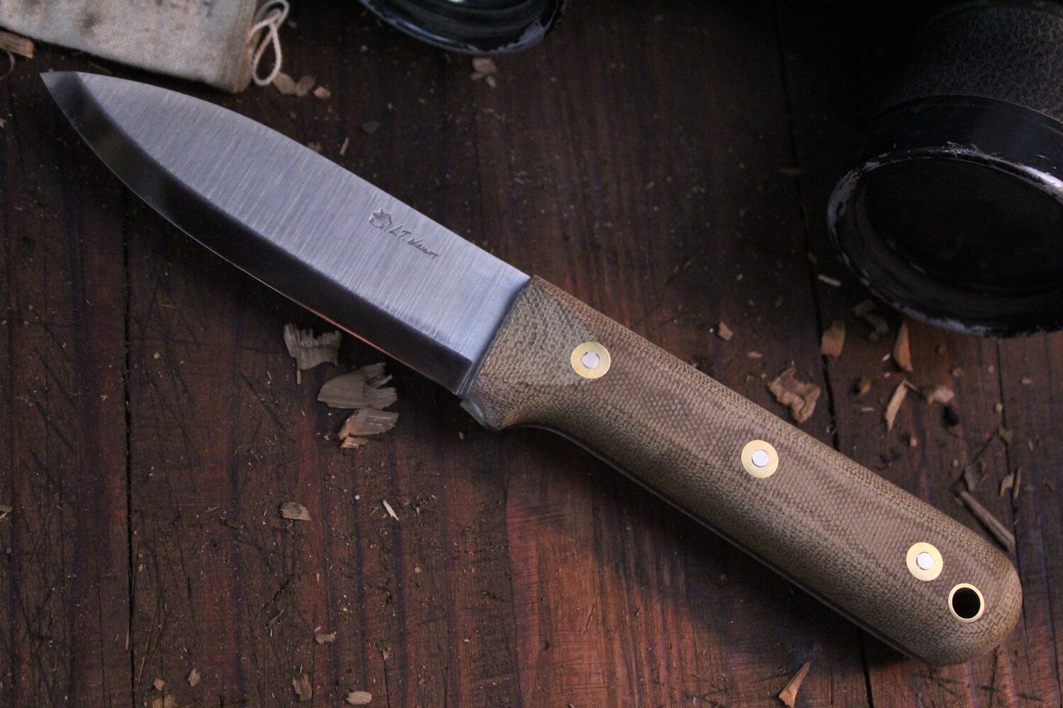L.T. Wright Genesis 4.25&quot; Fixed Blade Knife / Green Micarta / Satin A2 ( Pre Owned )