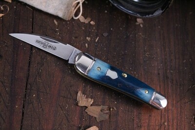 Great Eastern Cutlery Little Rattler 1.95" Folding Knife / Blue Teal Natural Bone / Satin 1095 ( Pre Owned )