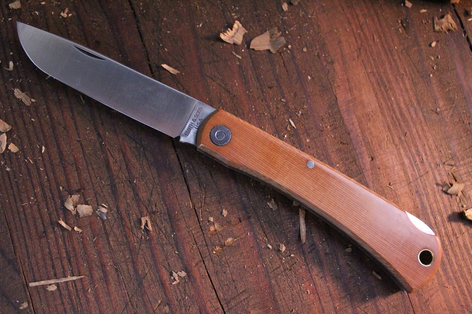 Smith &amp; Sons Mudbug 3.625&quot; Lock Back Knife, Natural Micarta / Satin ( Pre Owned )