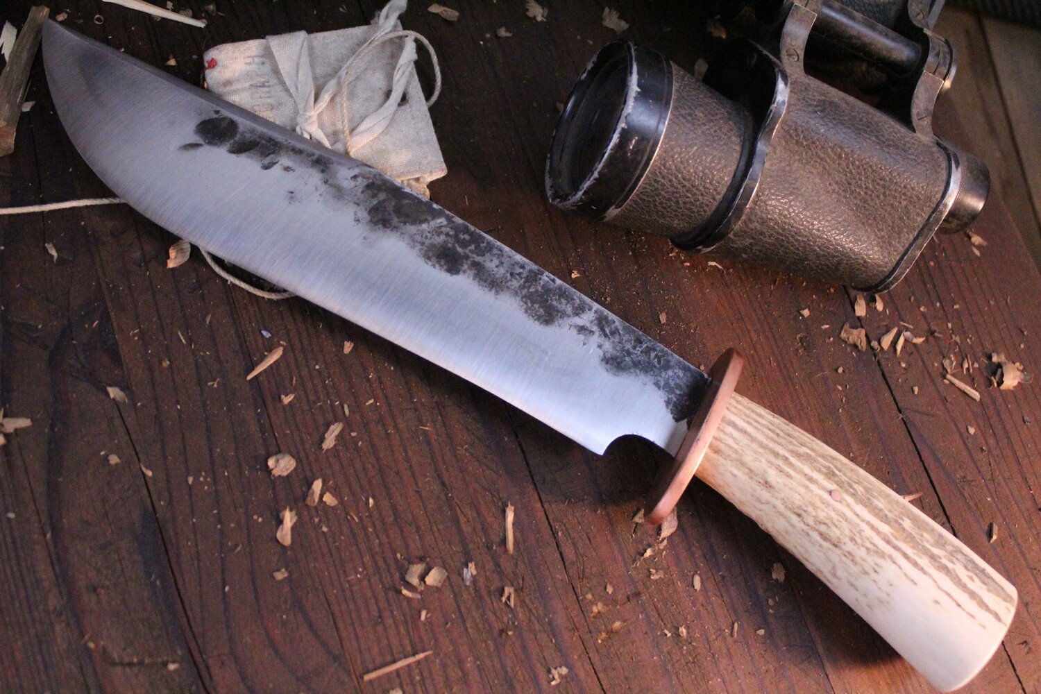 Thomas Morse Knives B.F.K. 10&quot; FIxed Blade Knife / Moose &amp; Copper Guard / Forged 1095