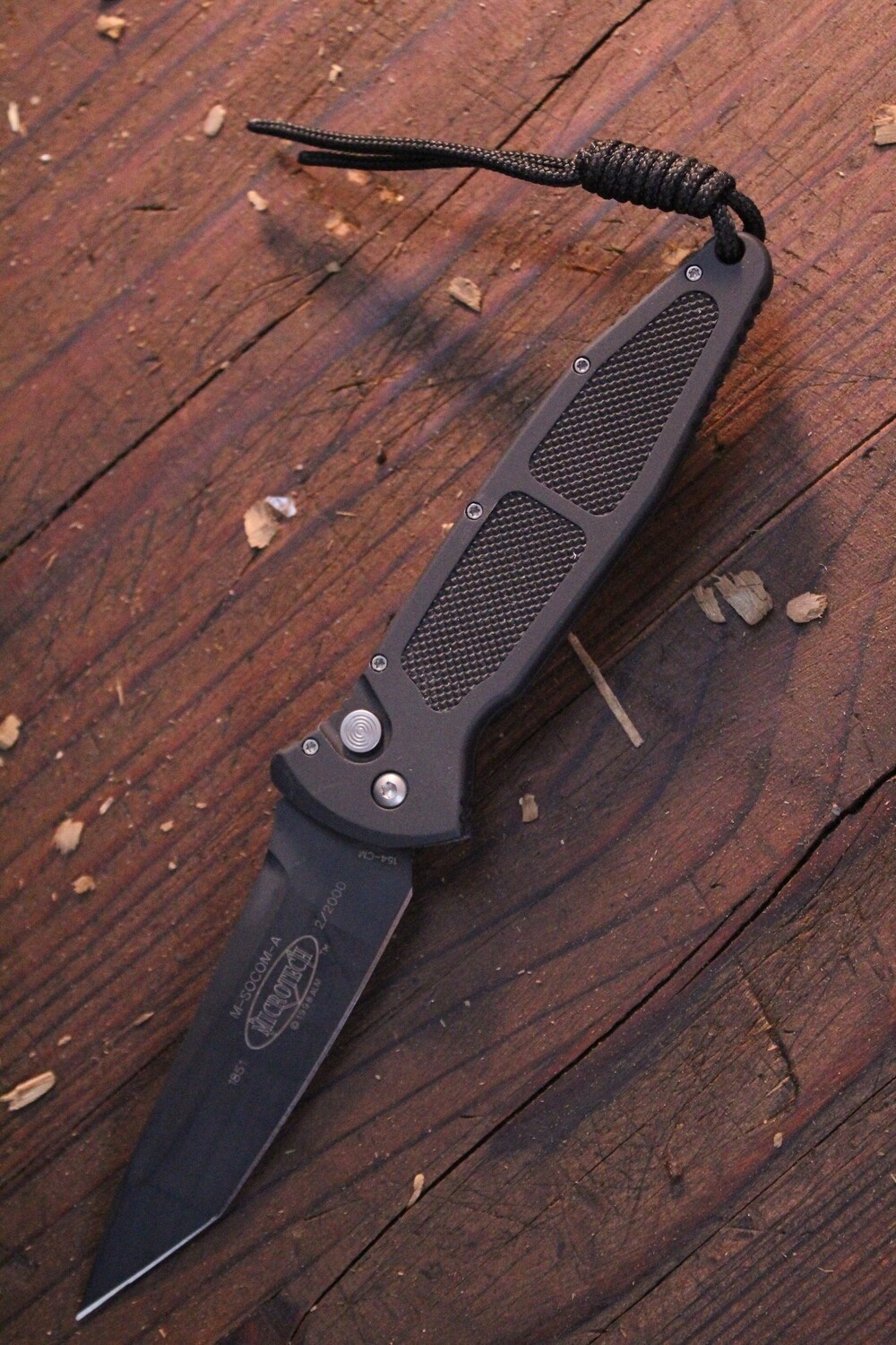 Microtech Socom Mini 3.25&quot; Automatic Knife / Black Aluminum / Black 154CM / Tanto ( Pre Owned )