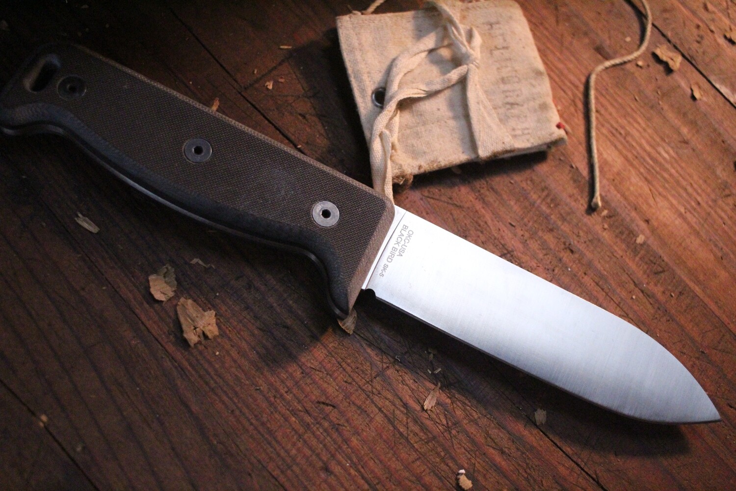Ontario Knife Company Blackbird 5&quot; Fixed Blade Knife / Black G10 / Satin 154CM ( Pre Owned )
