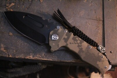Medford Knife and Tool (MKT) Praetorian G 3.75", Digi Cam G10 / PVD Coated Drop Point / Medford Scarface Bead ( Pre Owned )