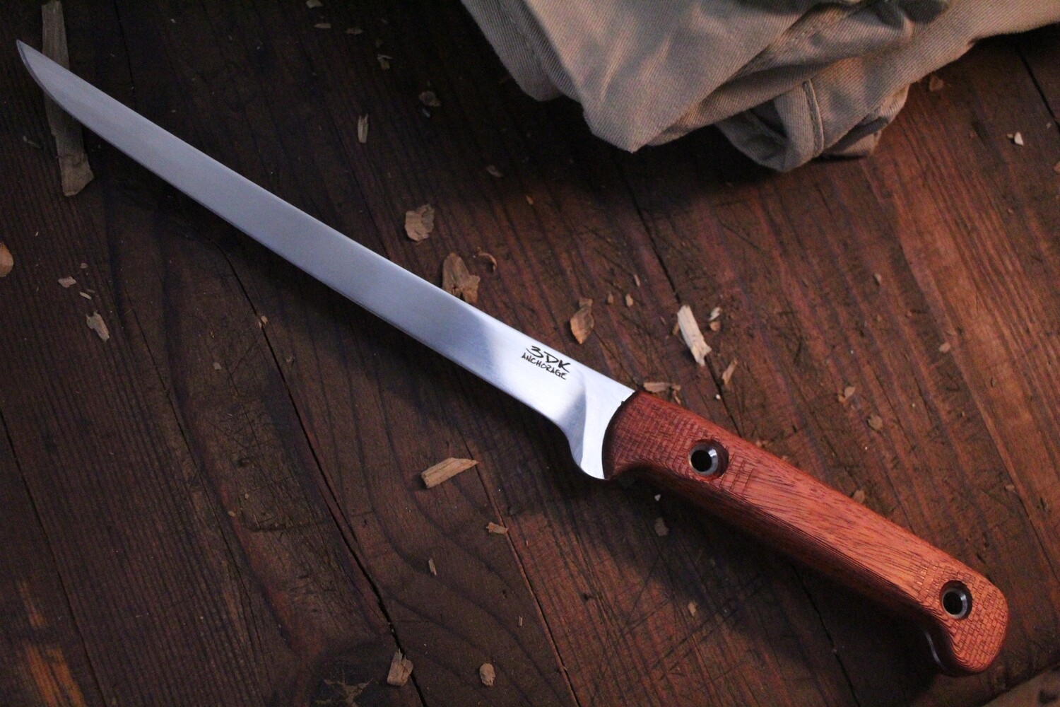 3DK Fisher 8&quot; Fillet Knife,  Blood Wood