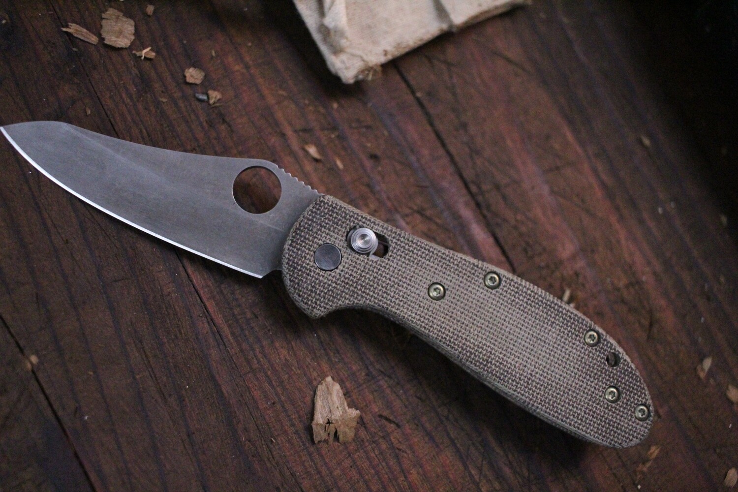 Benchmade Mini Griptilian 2.91&quot; AXIS Lock Knife / Acid Wash / Micarta / 154CM / HG ( Pre Owned )