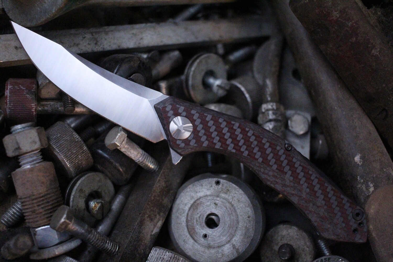 Zero Tolerance 0462 Sinkevich 3.7&quot; Flipper Knife Red Carbon Fiber / Satin ( Pre Owned )