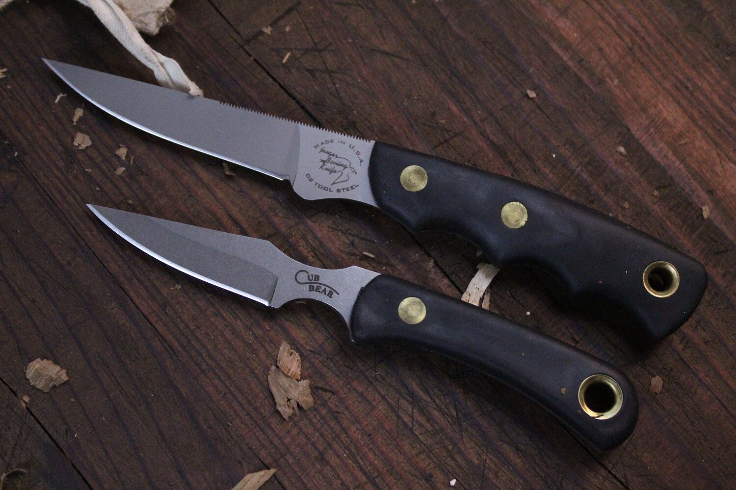 Knives of Alaska Jaeger / Cub Bear Combination Fixed Blade Knife Set (D2 / SureGrip™) W/Dual Leather Sheath