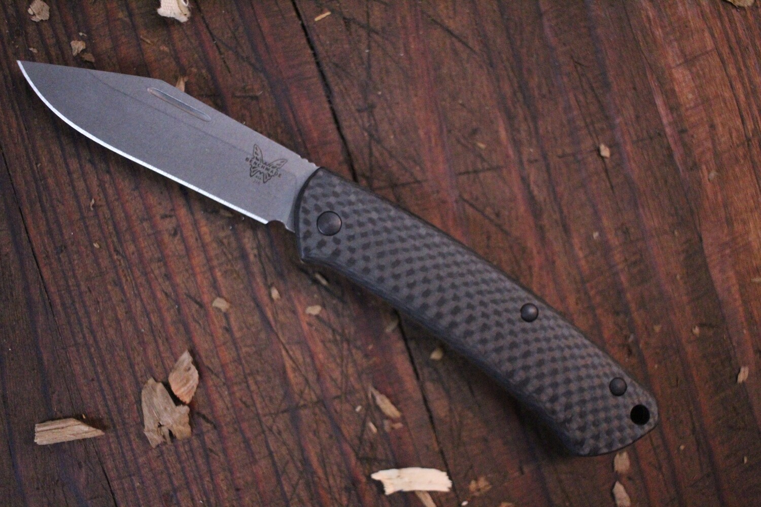Benchmade Proper 2.8&quot; Clip Point Slip Joint Knife / Carbon Fiber / Stonewash ( Prototype)