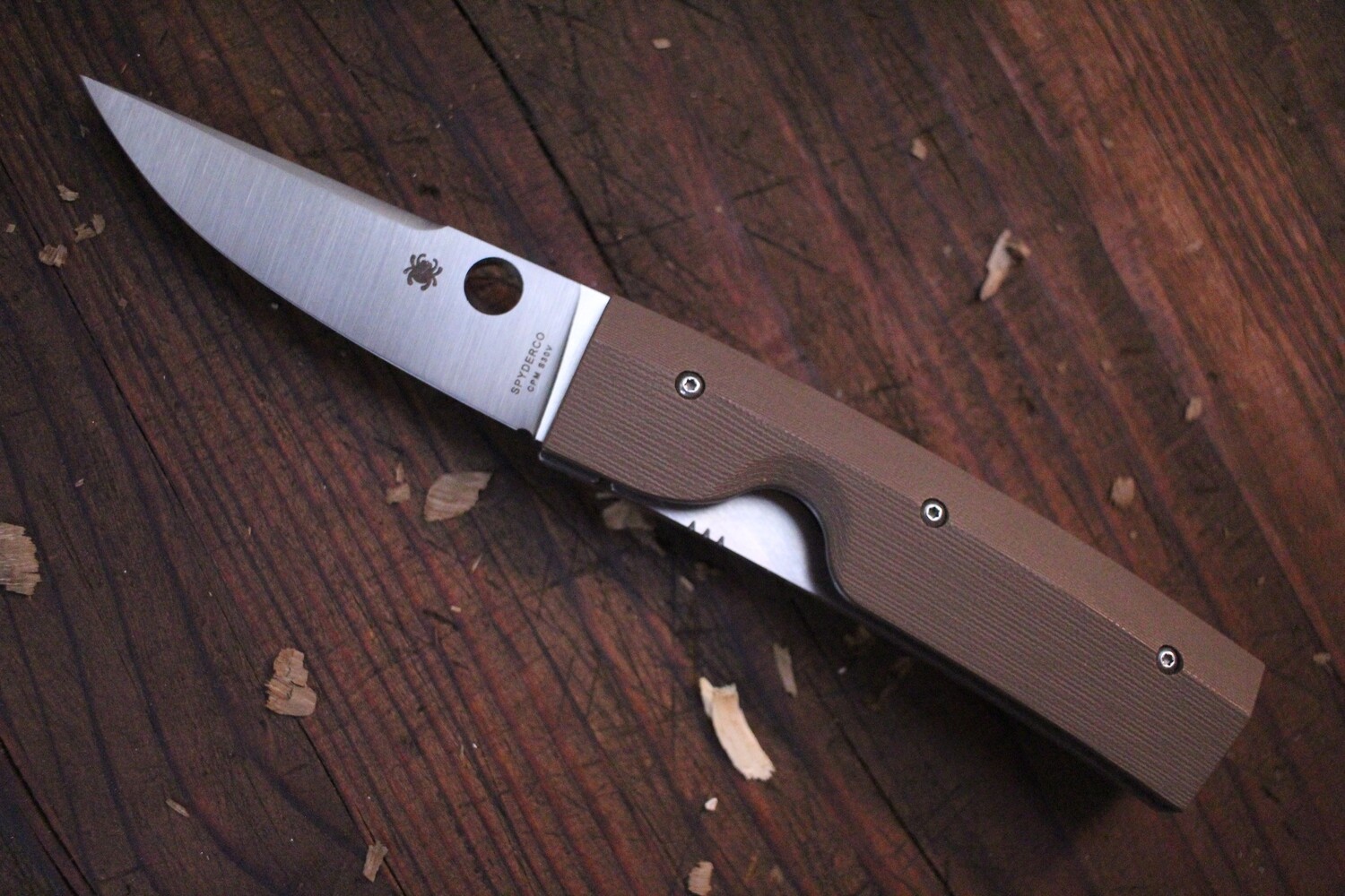 Spyderco Nilakka 3.51&quot; Folding Puukko / Brown G10 / Satin S30V ( Pre Owned )