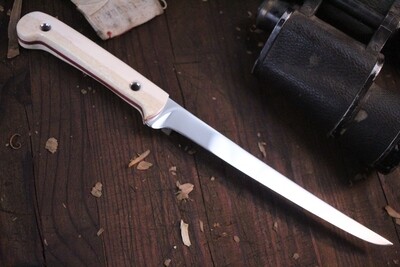 3DK Fisher 8" Fillet Knife,  Walrus Ivory Handle