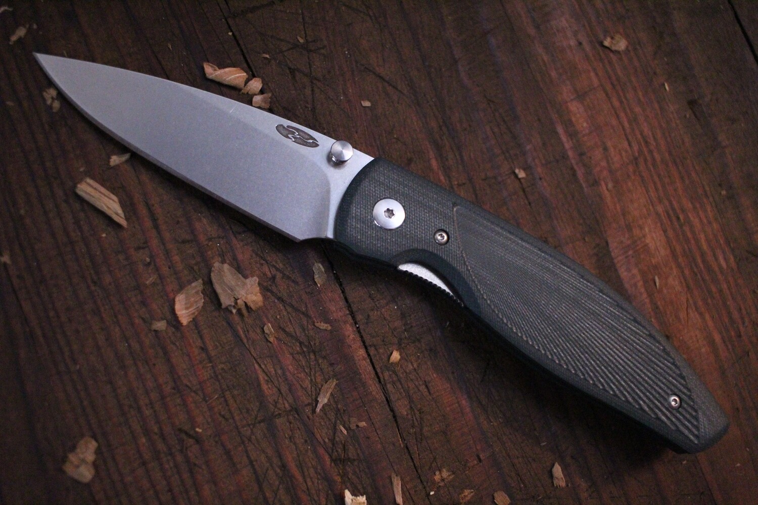 Three RIvers Manufacturing Atom 3.5 Folding Knife / Sage 3D G10 / Satin / 20CV / 2 DOT ( Pre Owned )