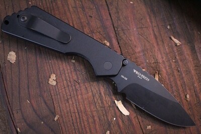 Strider + Pro-Tech SnG 3.5" Automatic Knife / Solid Black Aluminum / Black ( Pre Owned )