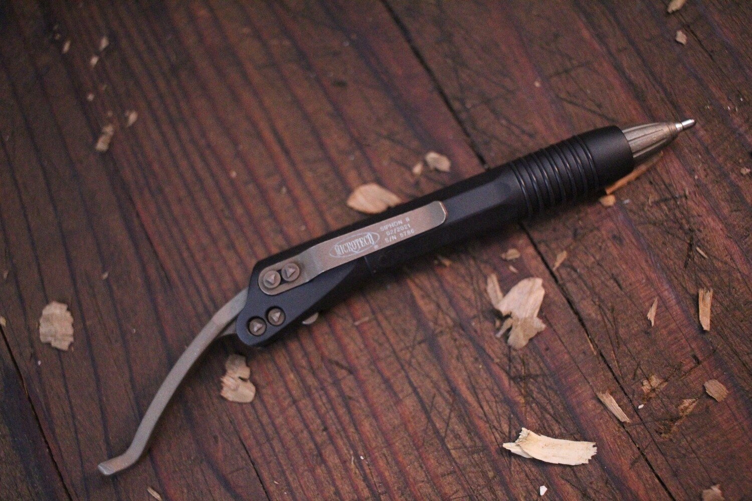 Microtech Siphon II / Stainless / Black / Bronze Handware / Apocalyptic Finish