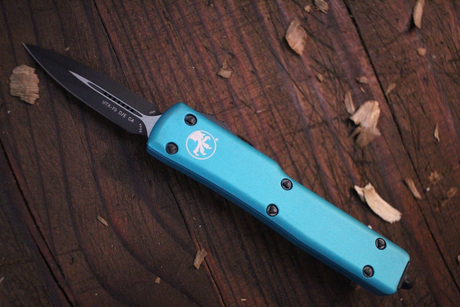 Microtech UTX-70 CA 1.99&quot; OTF Automatic Knife / Turquoise / Two Tone / CA Legal