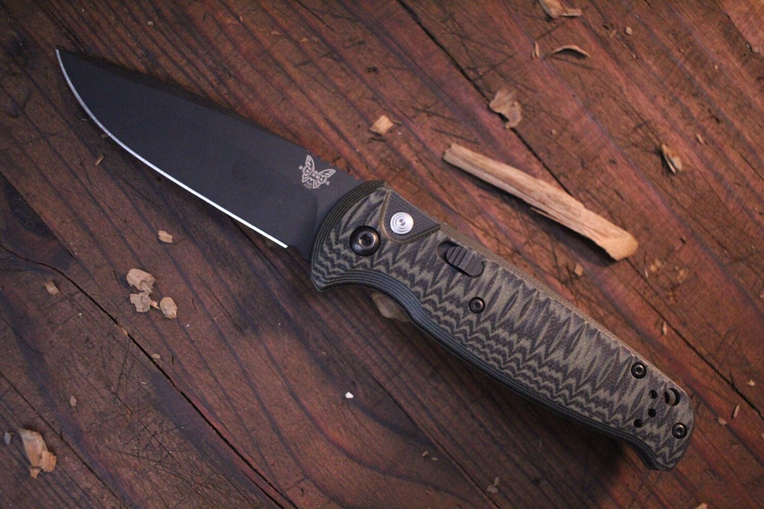 Benchmade CLA 3.4&quot; Drop Point Automatic Knife / Black / Green-Black G10 ( Pre Owned )