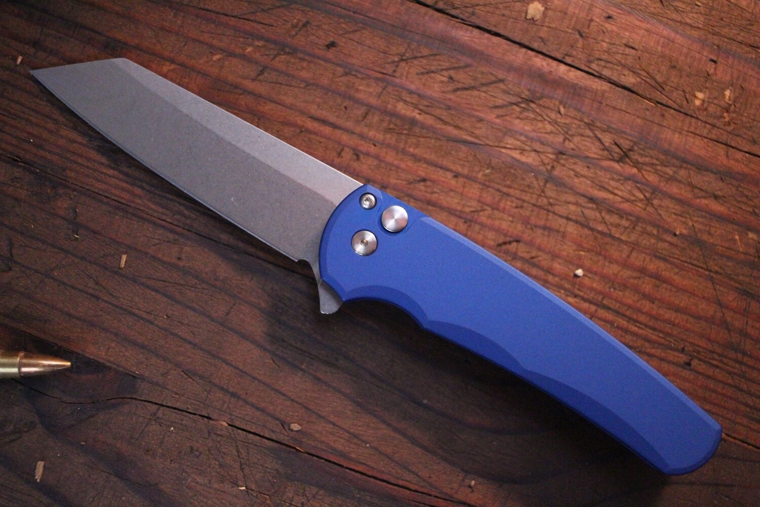 Pro-Tech Malibu 3.30" Manual Reverse Tanto Flipper Knife / Blue Aluminum / Stonewash CPM-20CV