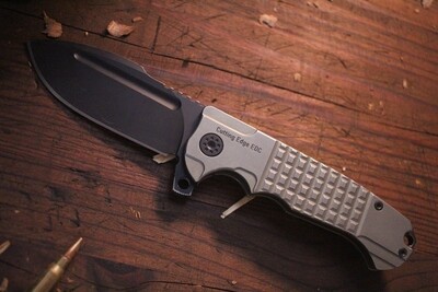 Andre De Villiers Harpoon F17 3.875&quot; Folding Knife / Anodized Titanium / Black N690 / Cutting Edge EDC Exclusive ( Pre Owned )