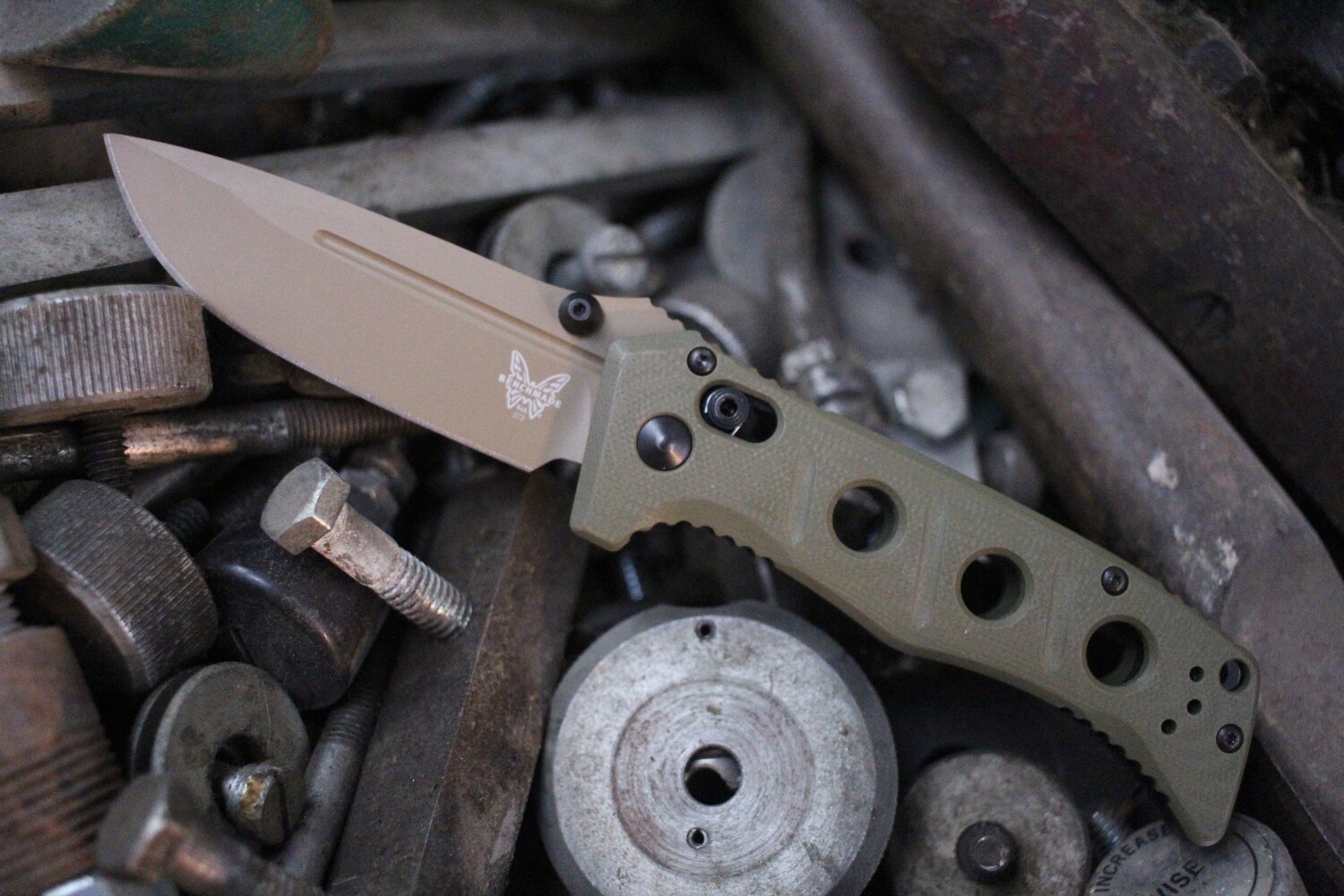 Benchmade Mini Adamas 3.3&quot; AXIS Lock Knife / OD G-10 / FDE CruWear