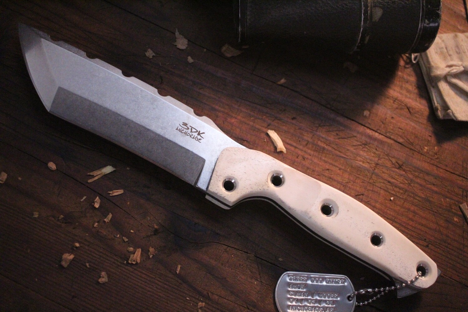 3DK Amuk 6&quot; Fixed Tanto Point, Elmax Blade / Moose Handle