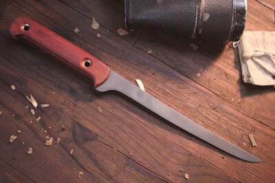 3DK Fisher 8" Fillet Knife, Padauk Wood / Cobalt Cerakote