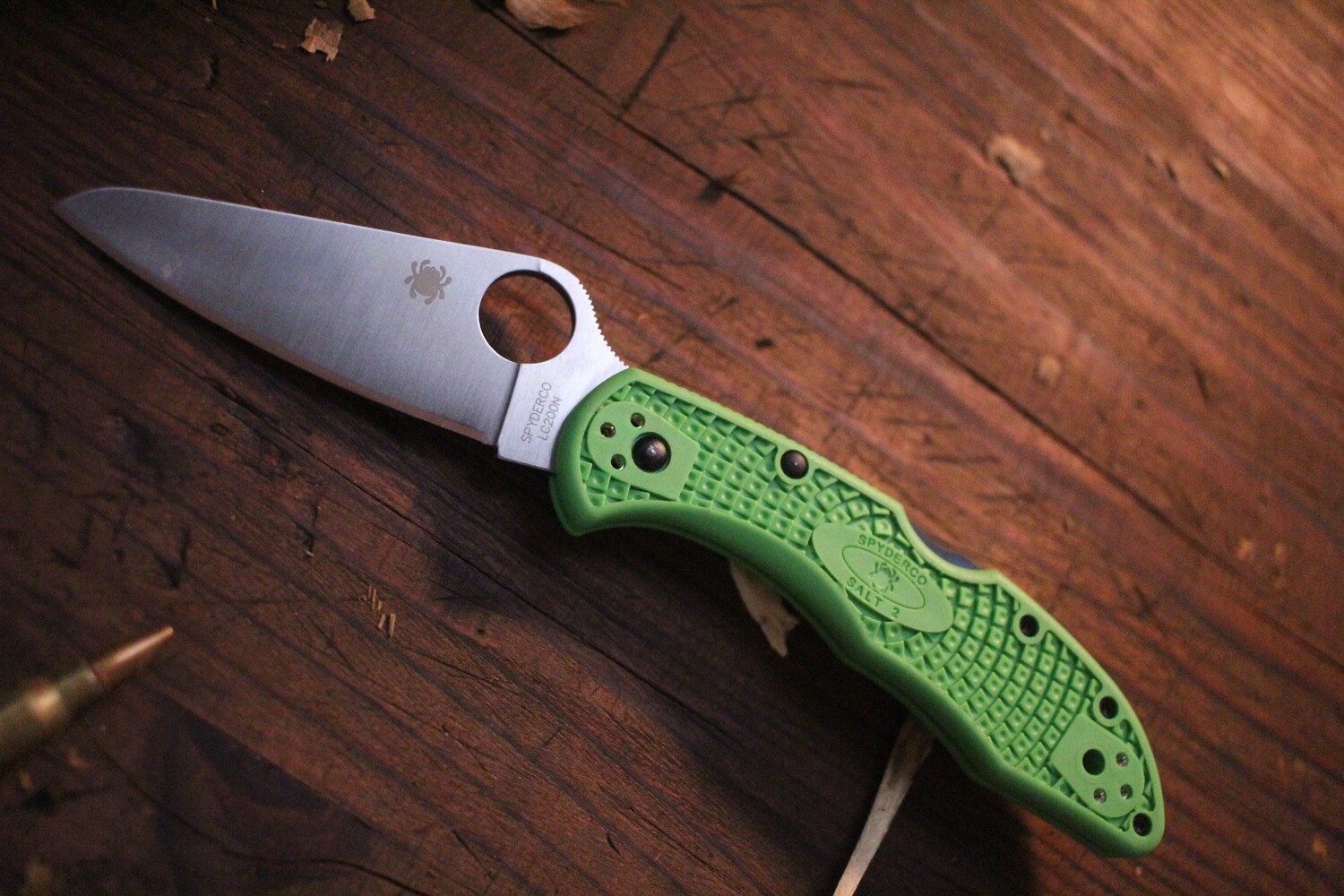 Spyderco Salt 2 3&quot; Folding Knife, LC200N / Green FRN