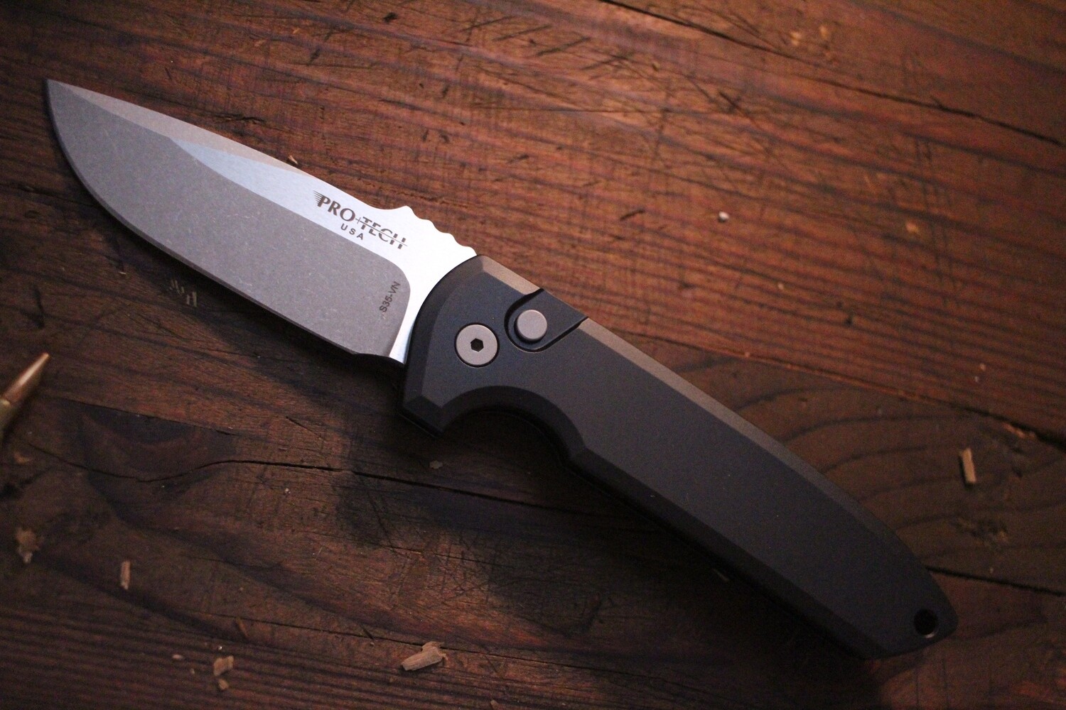 Pro-Tech Rockeye 3.375&quot; Automatic Knife / Black / Stonewash