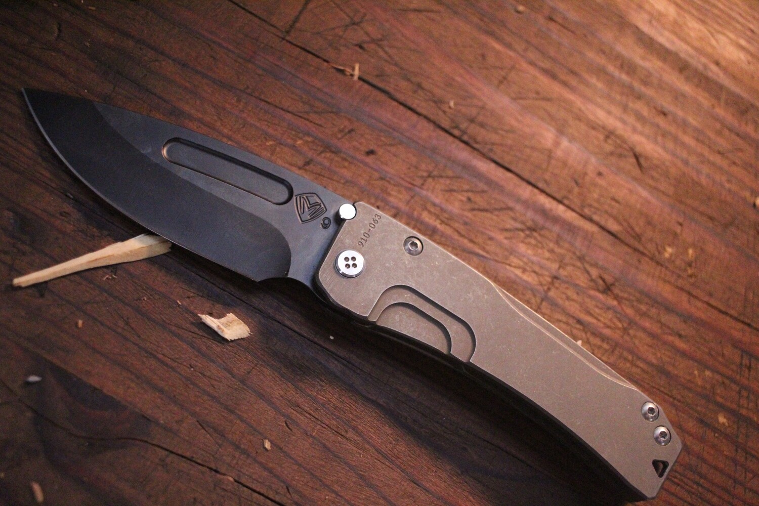 Medford Knife and Tool (MKT) Slim Midi Marauder 3.625&quot; Frame Lock Knife / Bronze Titanium / PVD S90V ( Pre Owned )