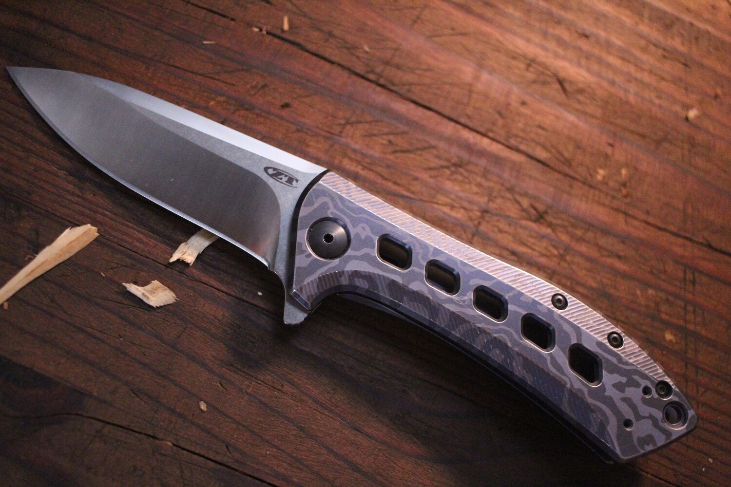 Zero Tolerance 0801TiBLU 3.5&quot; Flipper / Anodized Titanium / Satin M390 ( Pre Owned )