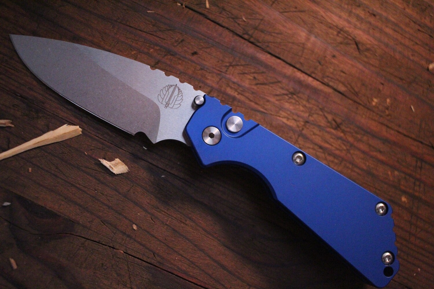 Pro-Tech Strider SNG 3.5&quot; Automatic Knife / Blue Aluminum / Satin 154CM ( Pre Owned )