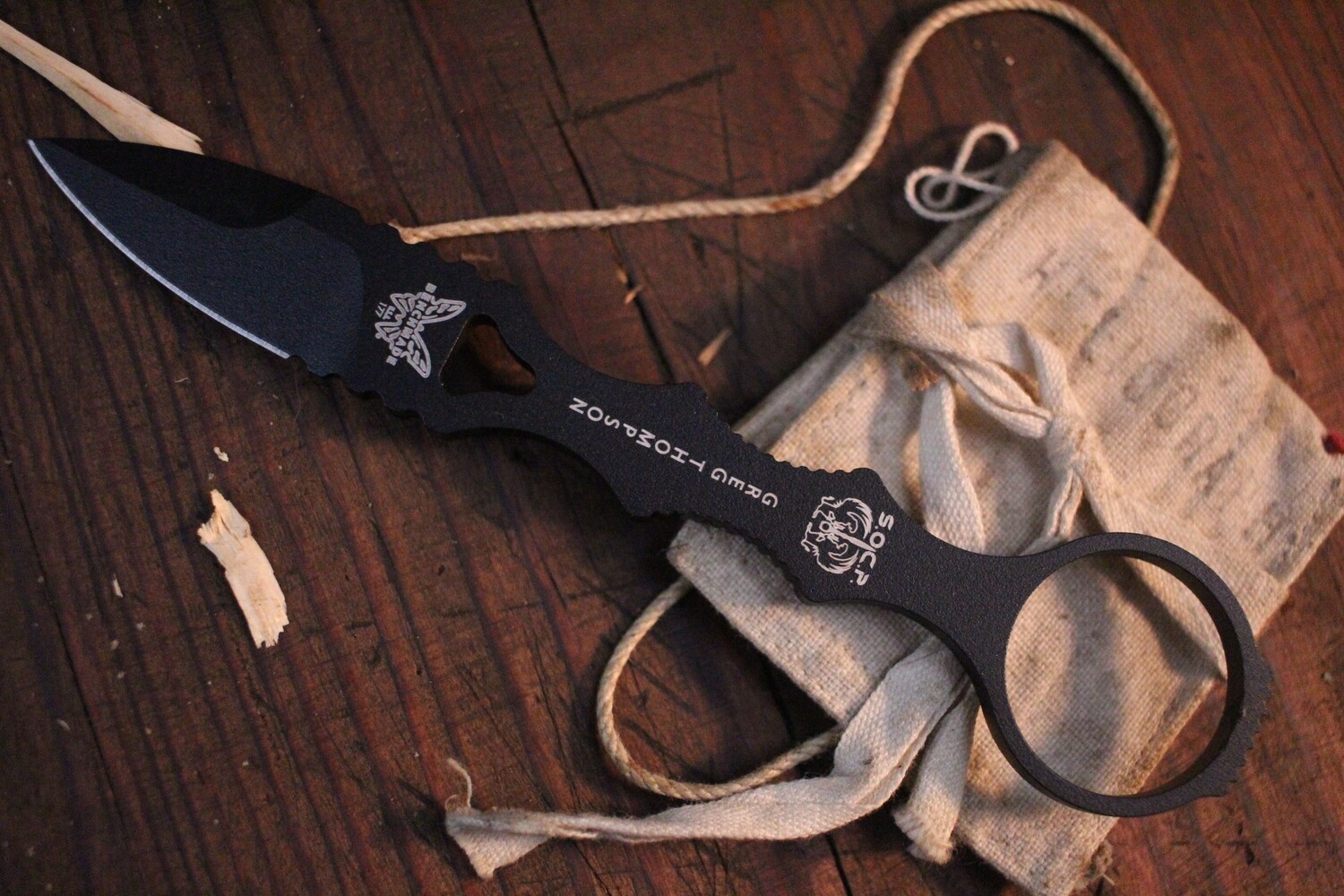 Benchmade Mini SOCP 2.22&quot; Fixed Blade / Black Single Edge