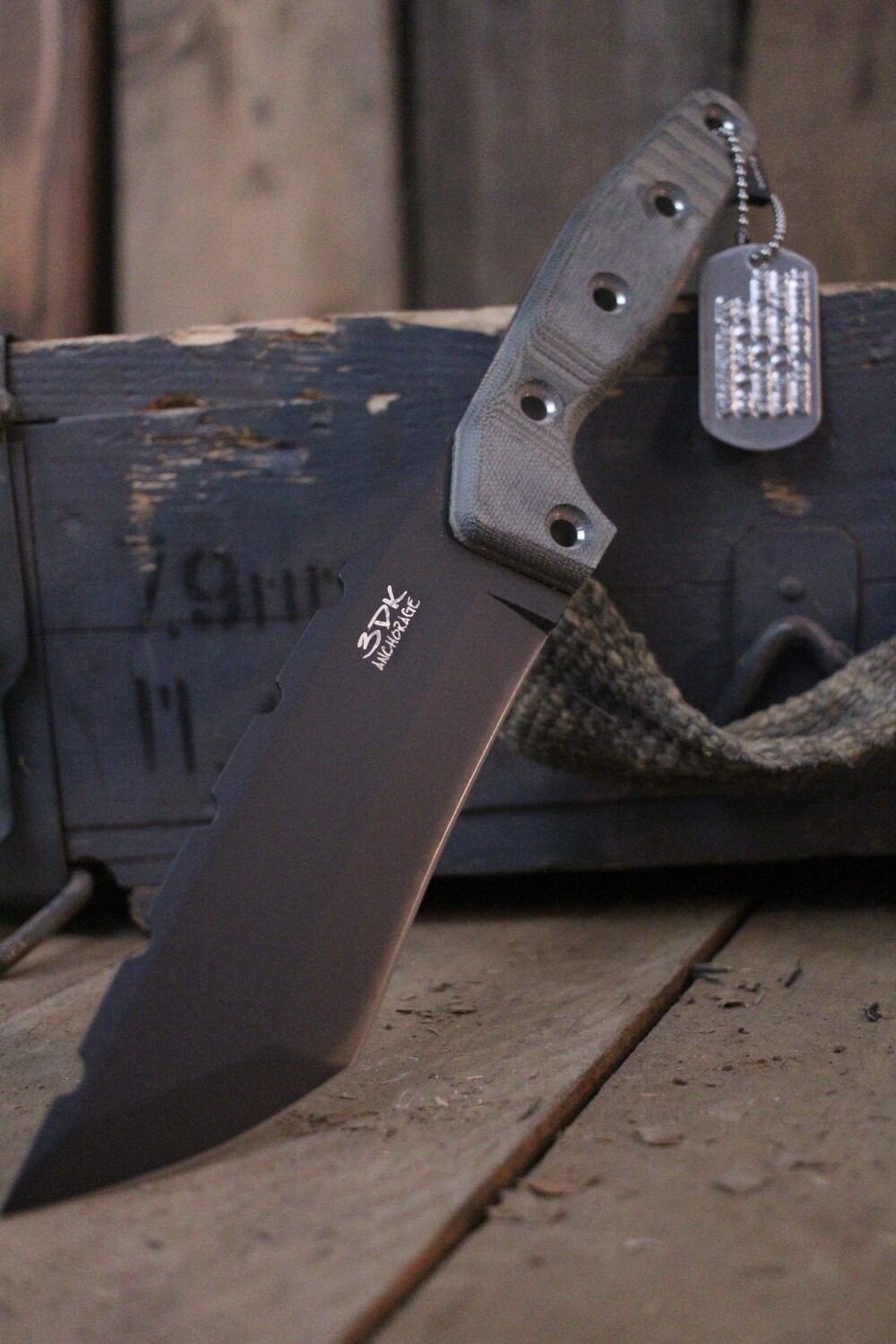 3DK Amuk 6&quot; Fixed Tanto Point, Black Cerakote K110 Blade / Black Micarta Handle