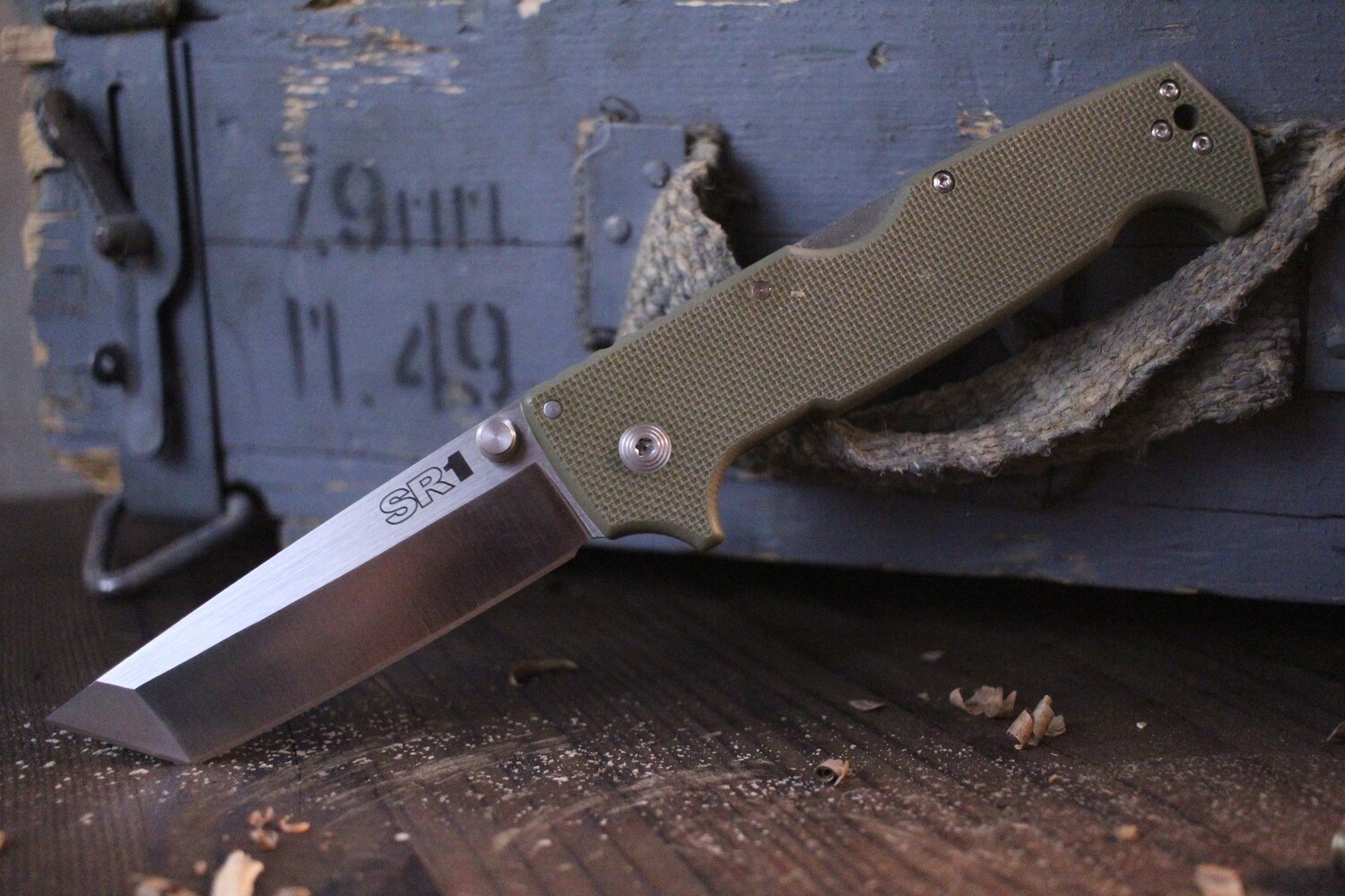 Cold Steel SR1 4&quot; Folding Knife / OD G10 / Satin S35VN / Tanto ( Pre Owned )