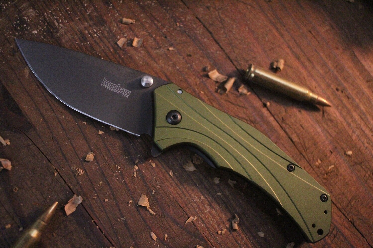 Kershaw Knockout 3.25&quot; Assisted Opening Knife / Olive / Black ( Discontinued )