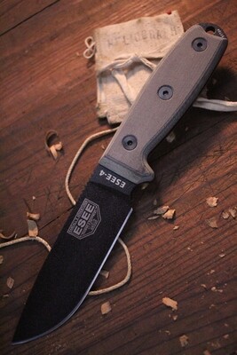 ESEE Model 4 4.5" Fixed Blade Knife / Gray Micarta / Black