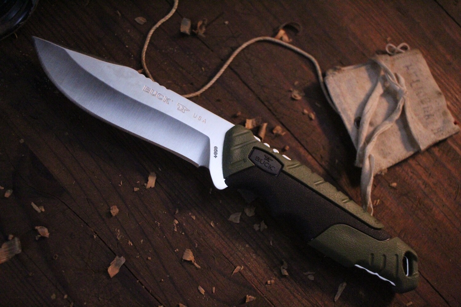 Buck Pursuit 3.75&quot; Fixed Blade Knife / Green GFN / Satin