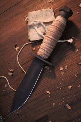 Ontario 499 Survival 5" Fixed Blade Knife  / Black & Leather Sheath
