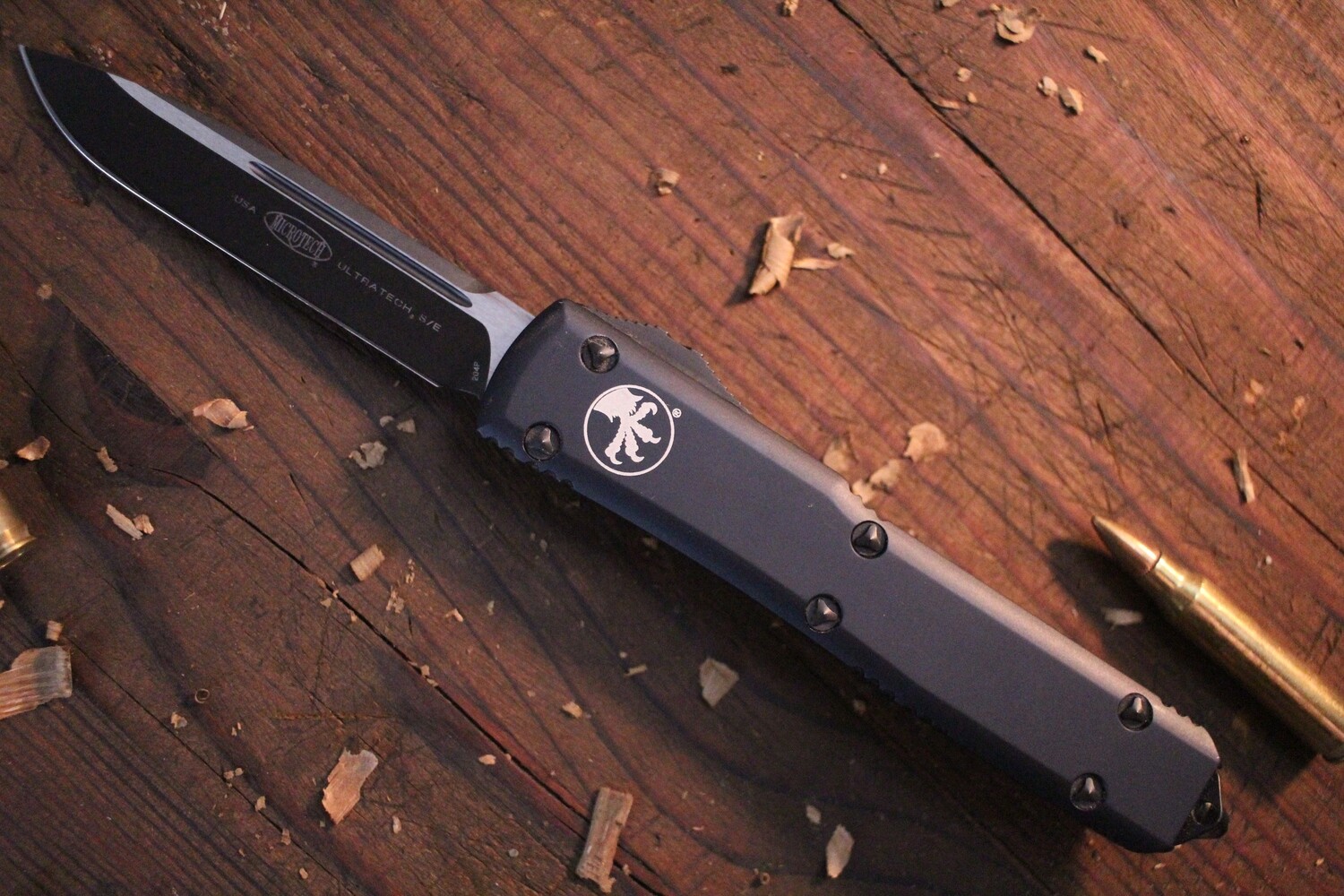 Microtech Ultratech S/E 3.46&quot; OTF Automatic Knife / Black Aluminum / Black