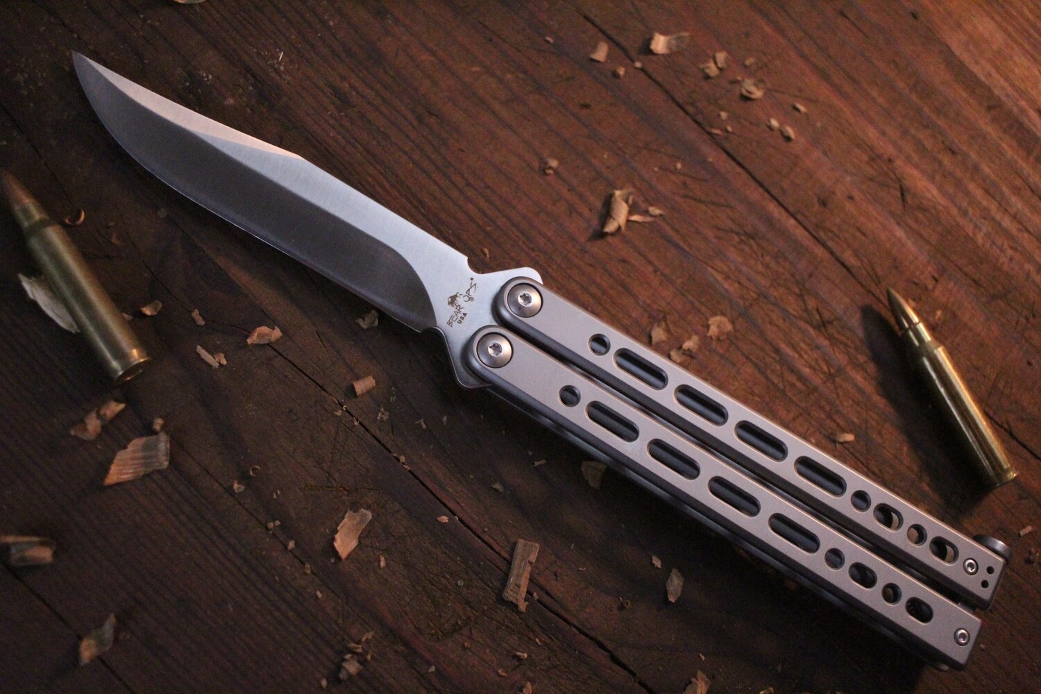 Bear Ops Bear Song VIII 4.49 Balisong / Stainless Steel Cerakote / Satin 154CM / Bowie