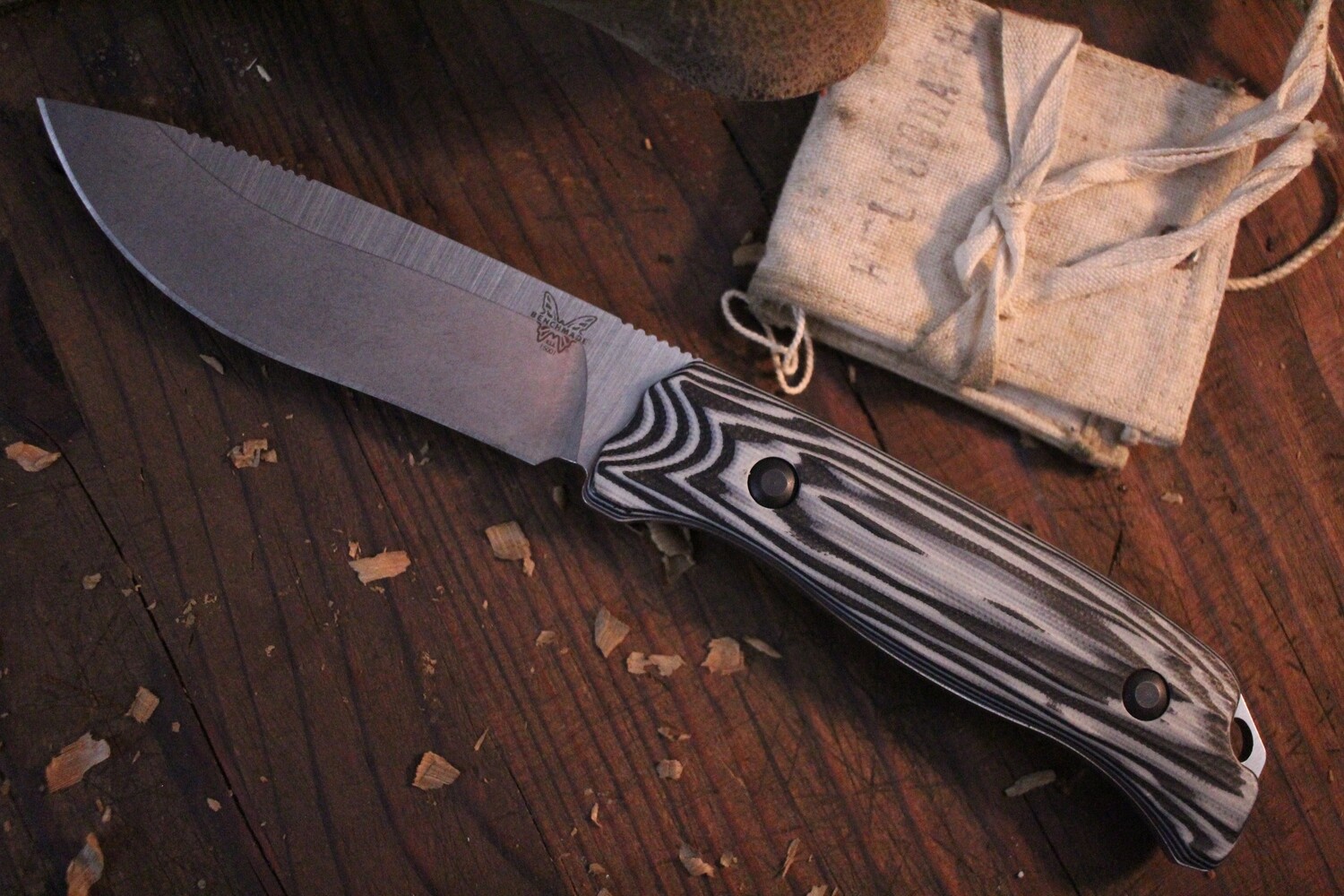 Benchmade Saddle Mountain 4.17&quot; Skinner Fixed Blade Knife / Satin / Black-Gray G10 ( Pre Owned )