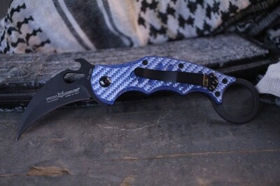 Fox Karambit 2.5" Liner Lock Knife / Blue Twill Carbon Fiber / Black