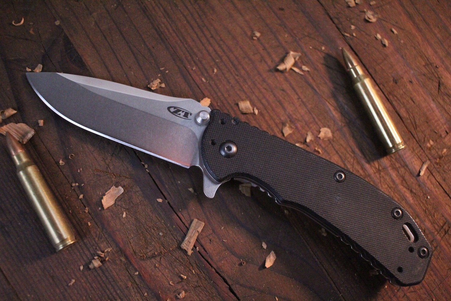 Zero Tolerance 0566 Hinderer 3.25&quot; Assisted Flipper / Black G-10 / Stonewash Elmax ( Pre Owned )