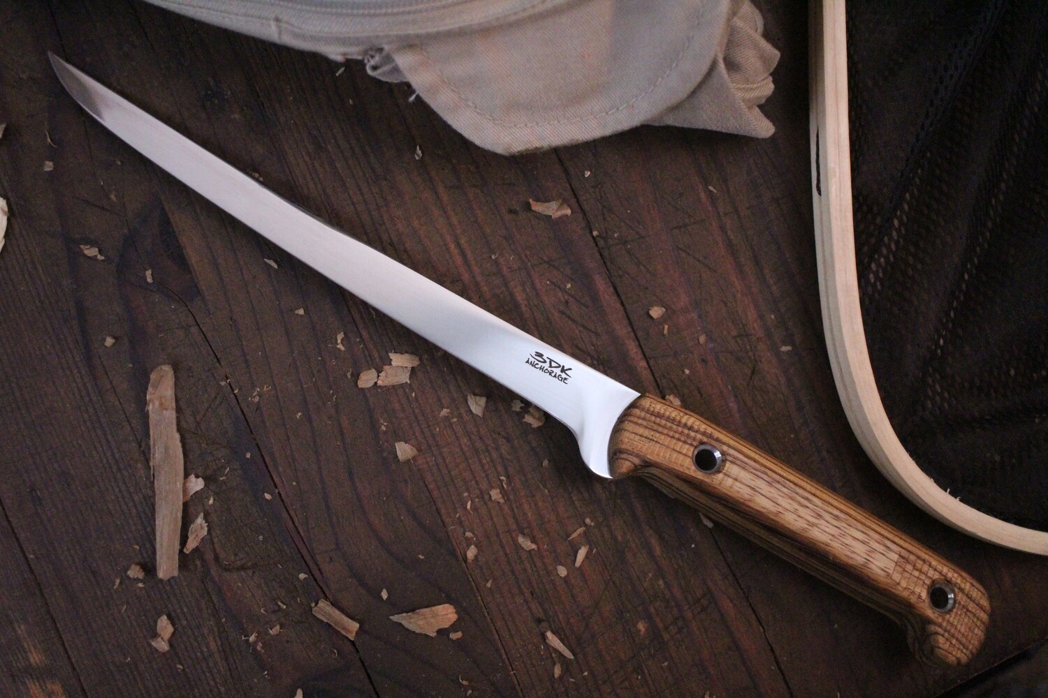 3DK Fisher 8&quot; Fillet Knife,  Zebrawood